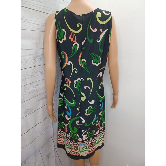 CSC Womens Black Green Dress M USA Made Vacation Travel Comfort Stretch Artsy - Picture 4 of 9